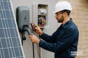 painel solar e carregador elétrico (Wallbox)